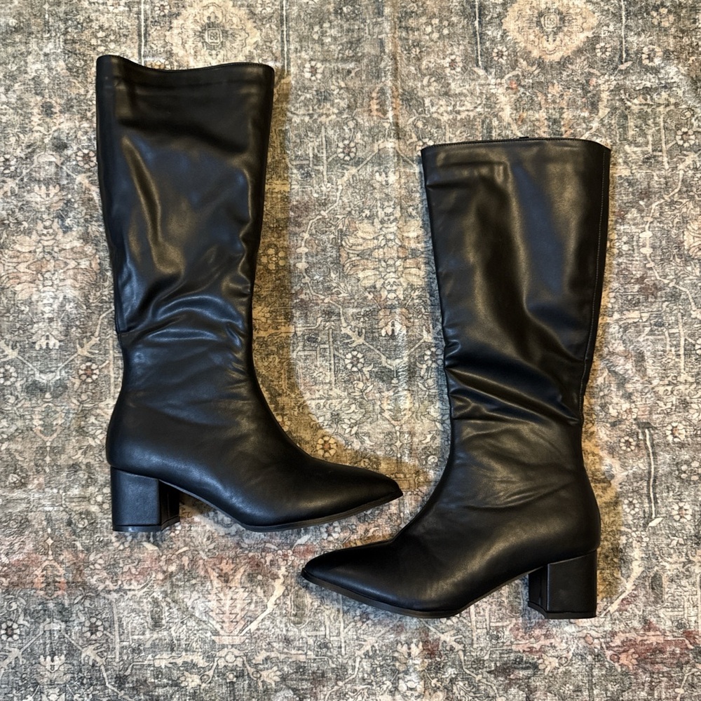 SOLD Black Leather Knee-High Boots
